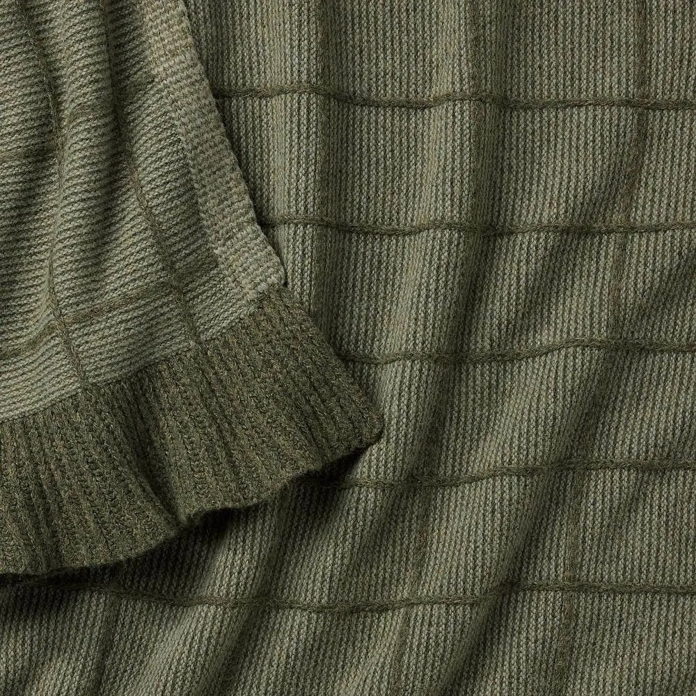 Threshold Studio McGee Windowpane Plaid with Ruffle Throw Blanket Green - Picture 3 of 9